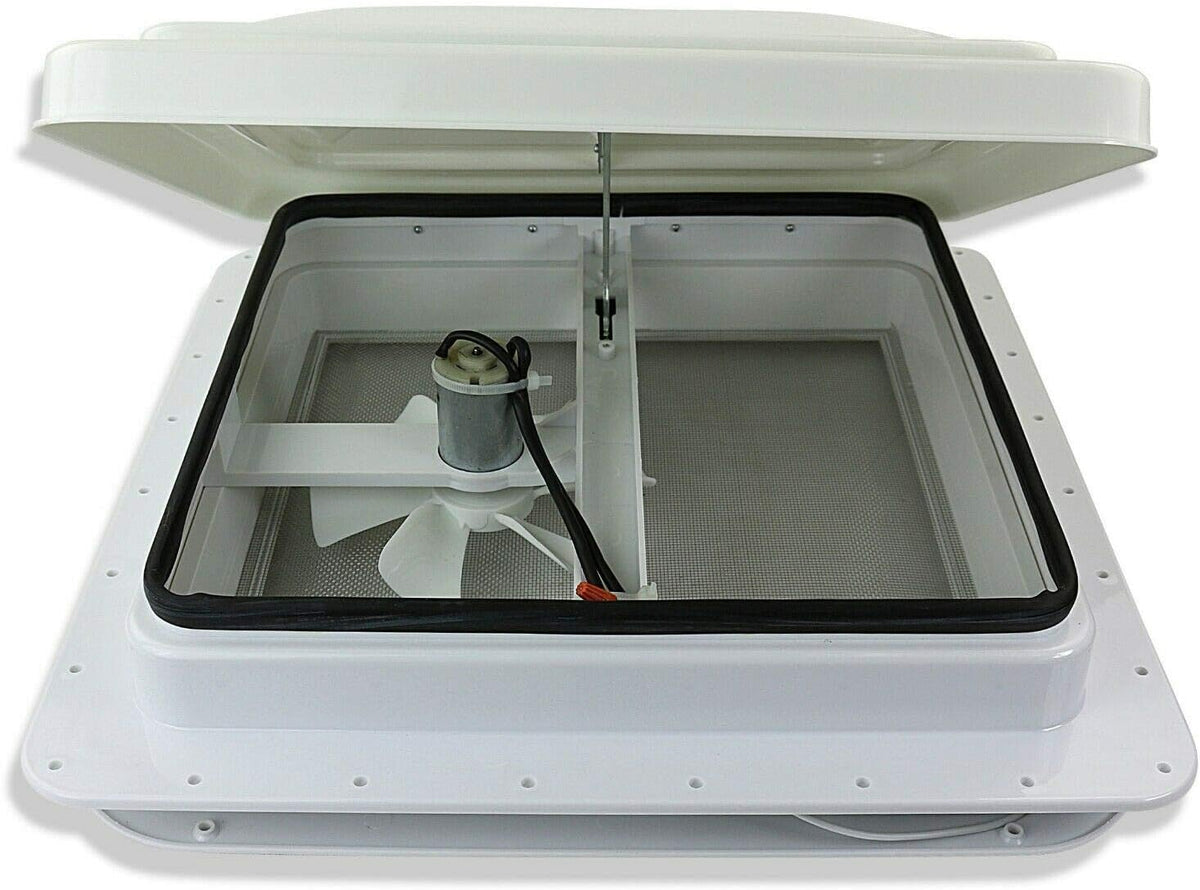 White Lid 12V RV Roof Vent with Fan M18776