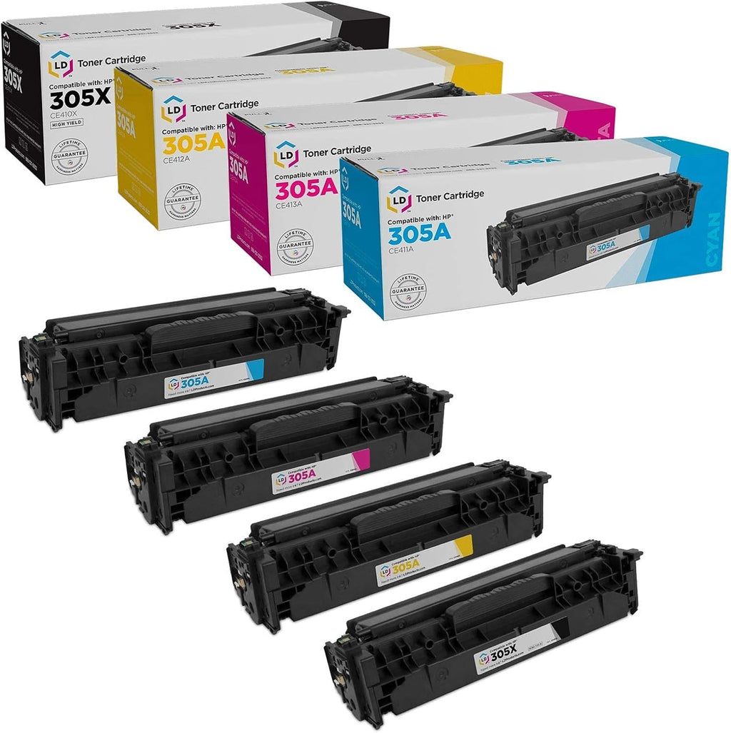 4-Pack Toner Cartridge Replacements for HP 305A & 305X A282459
