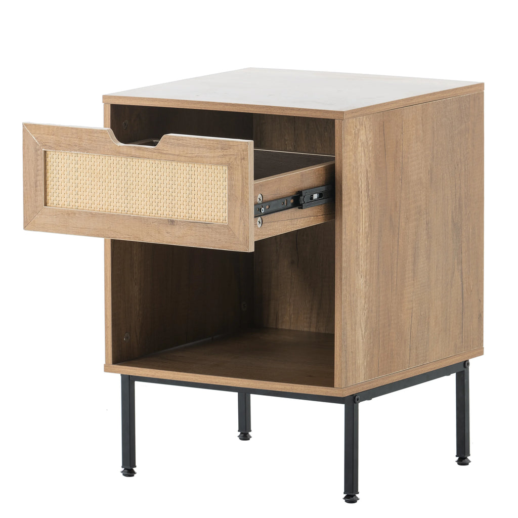 Natural Rattan Door Nightstand with Metal Legs A315