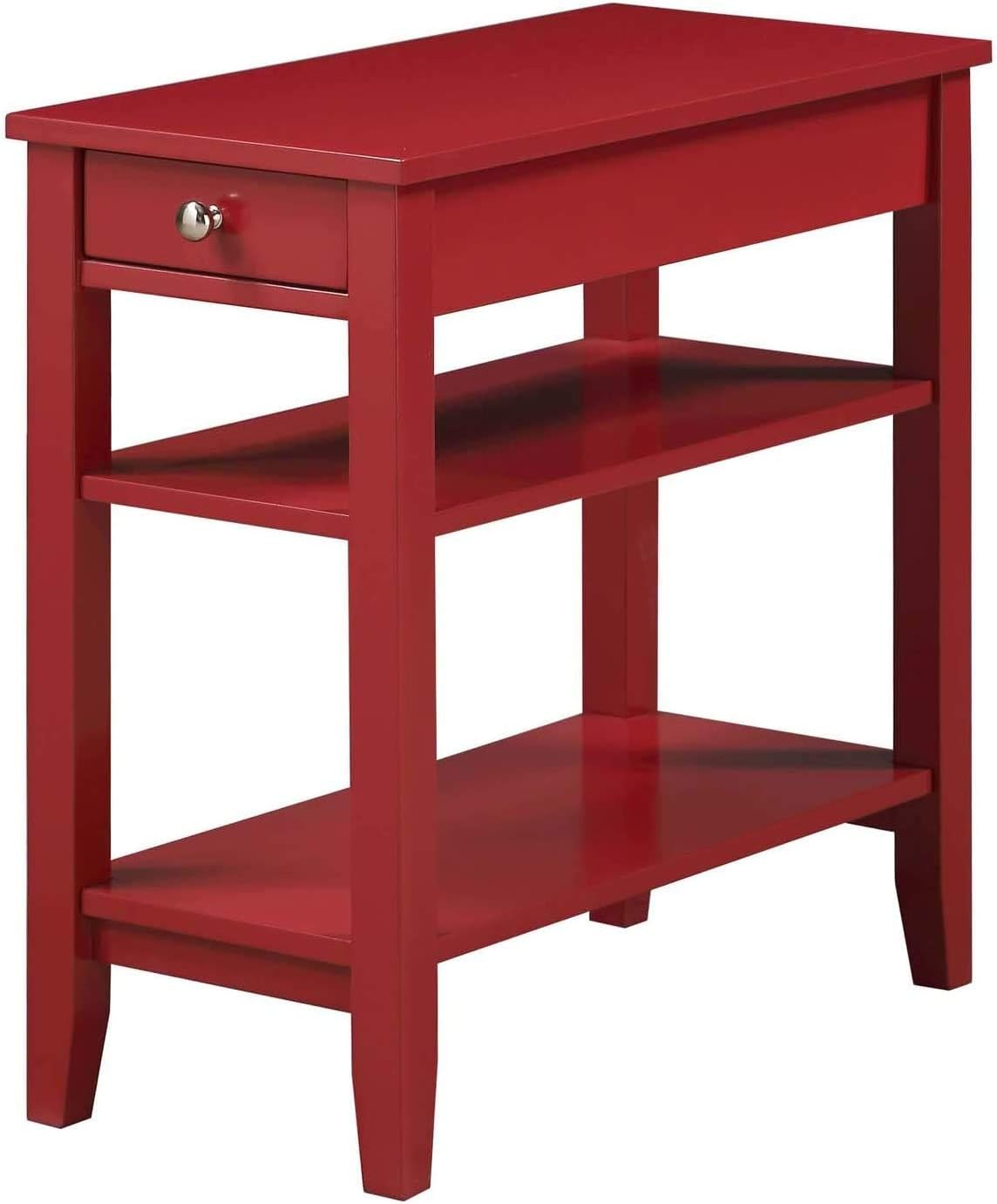 Black Three Tier End Table with Drawer Y799