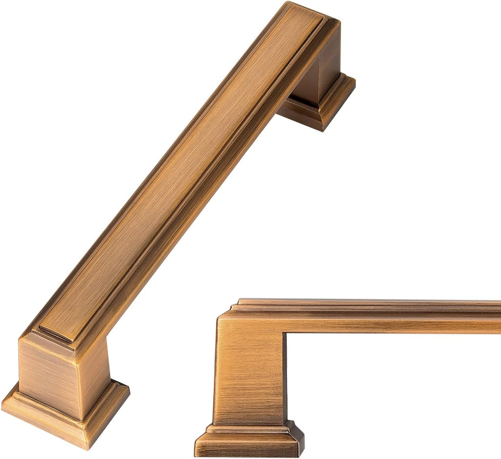 10 Pack Antique Brass Cabinet Hardware Pulls, 5 inch Hold Centers A889