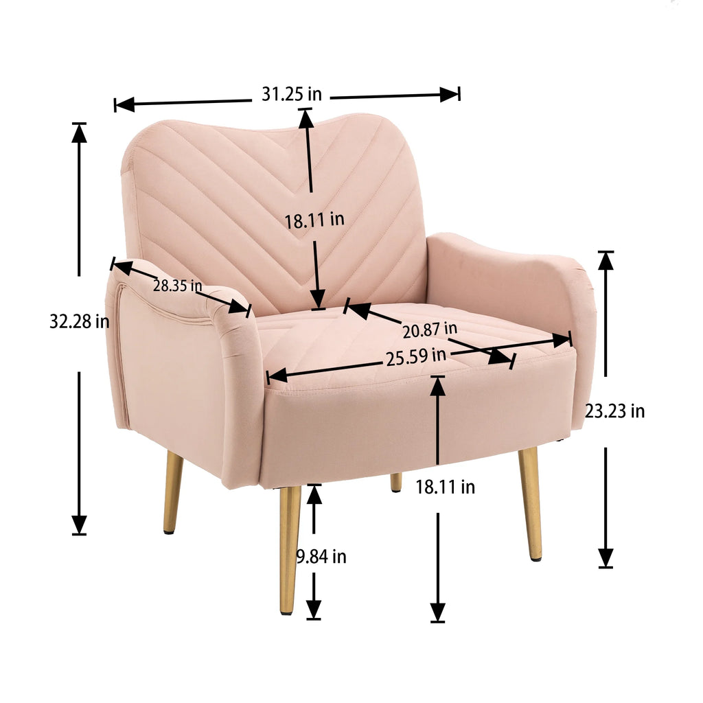 Velvet Single Sofa Chair with Rose Golden Metal Legs Q620