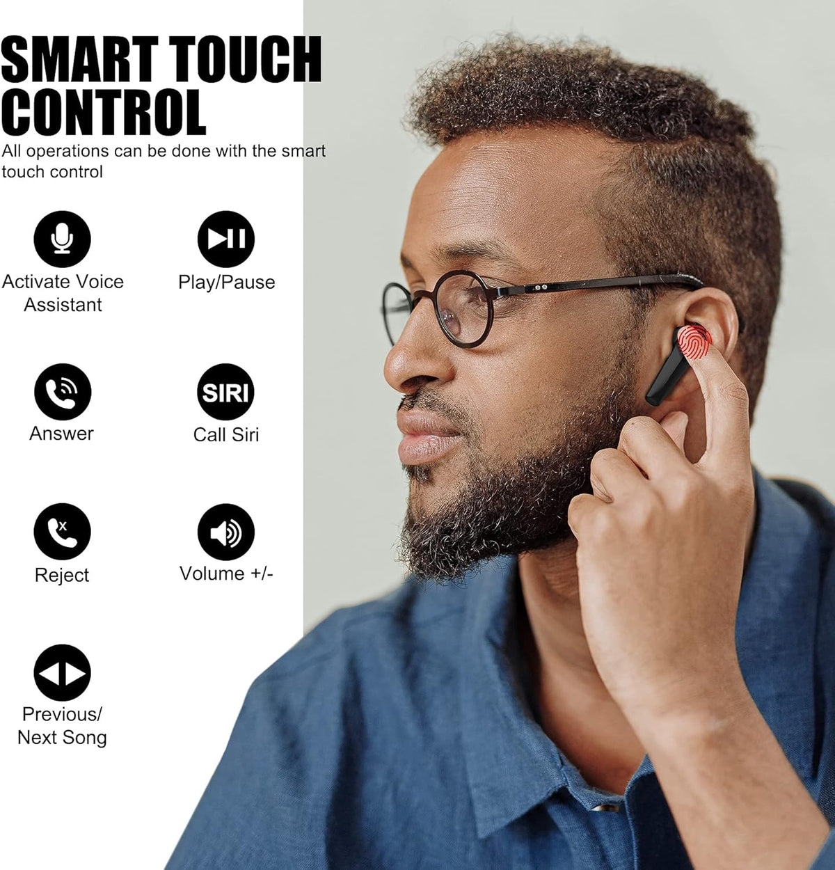 Wireless Earbuds Bluetooth in-Ear Headphone with Microphone Pack of 2 W462