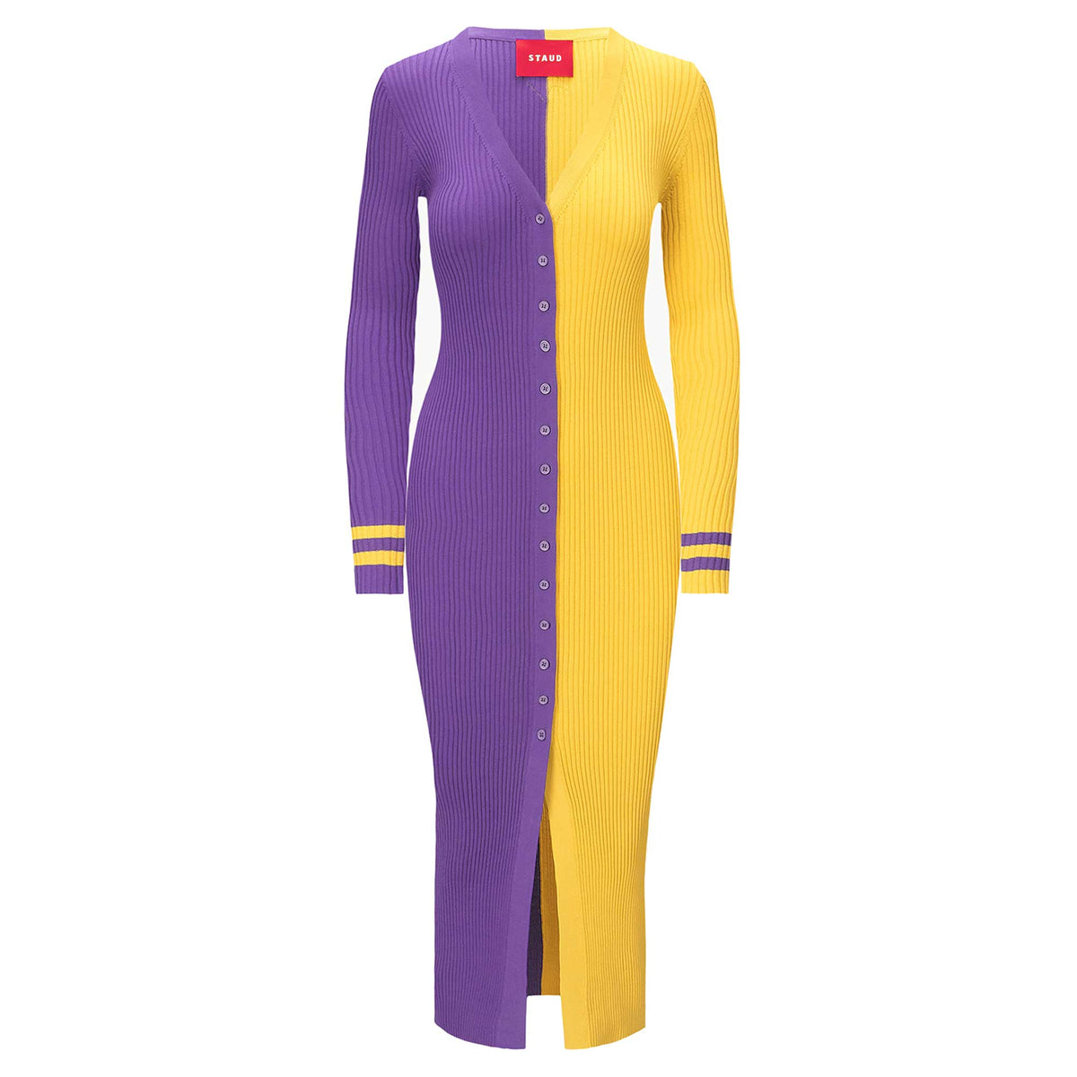 Purple Knit Button-Up Sweater Dress G321935