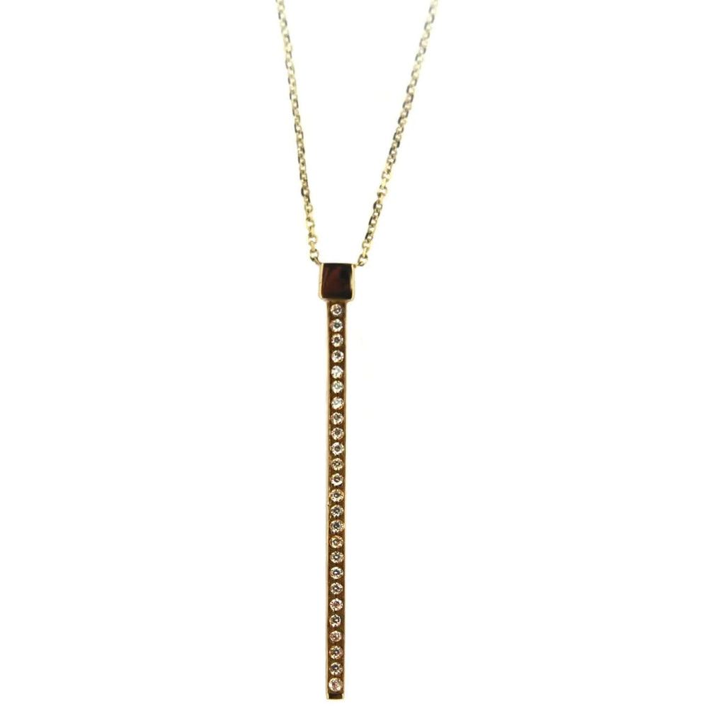 18K Solid Yellow Gold Swarovski Bar Necklace W71190