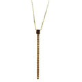 18K Solid Yellow Gold Swarovski Bar Necklace W71190