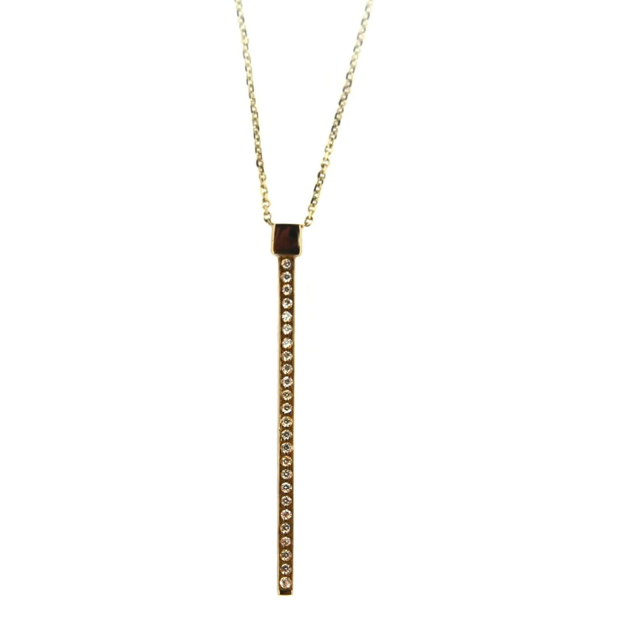 18K Solid Yellow Gold Swarovski Bar Necklace W71190