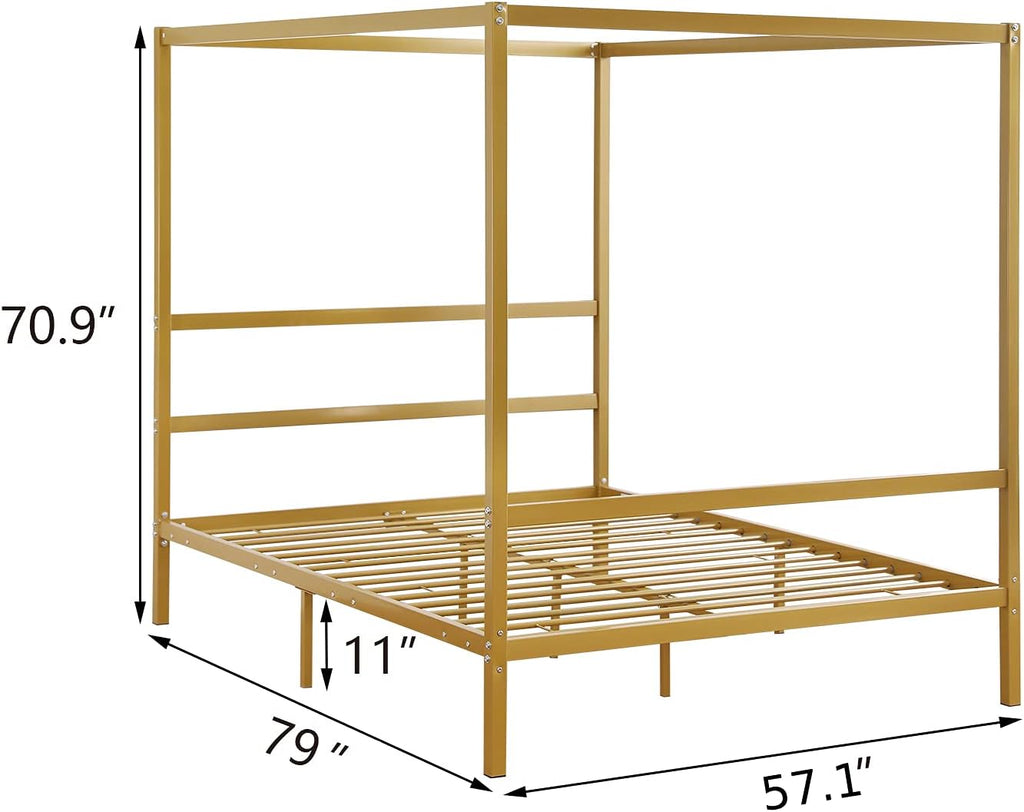 Gold Full Size Canopy Bed Frame M975