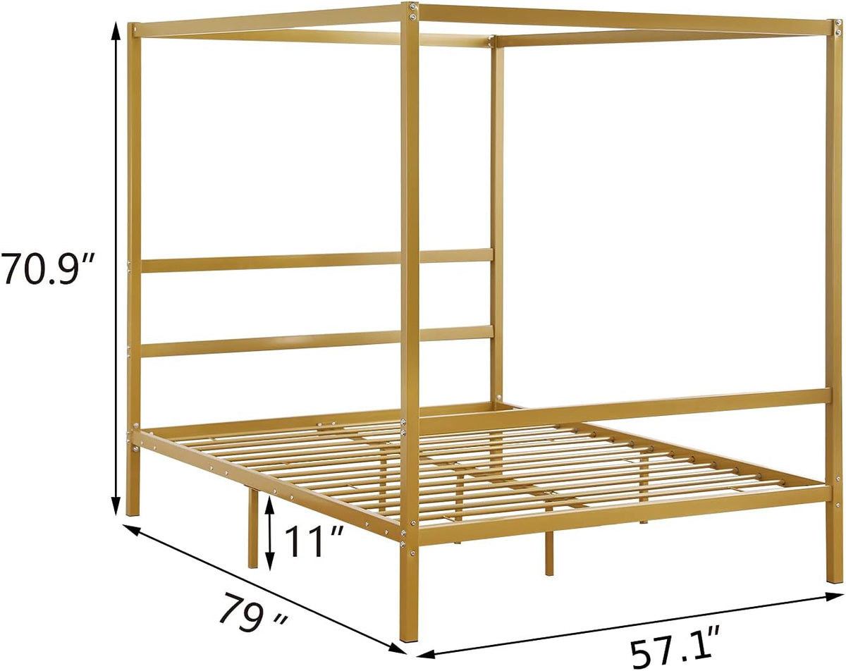 Gold Full Size Canopy Bed Frame M975
