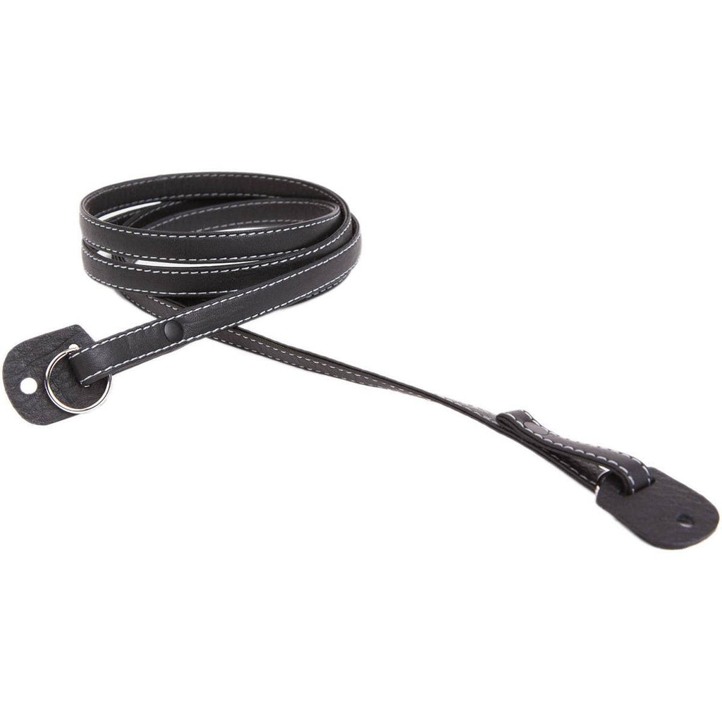 Gray Stitching Black Leather Camera Strap T62420