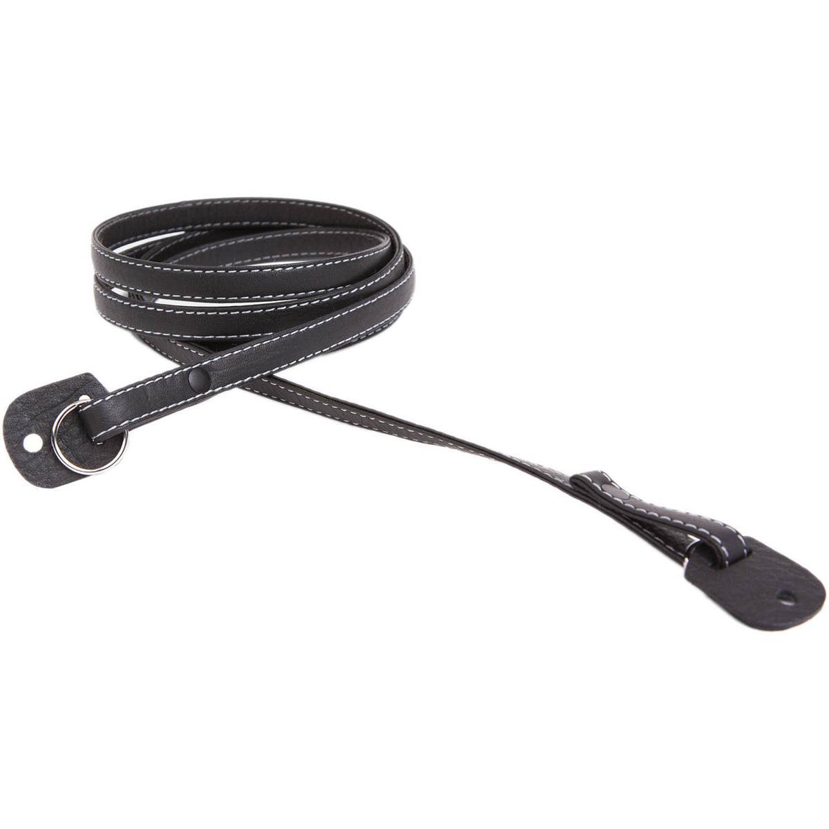 Gray Stitching Black Leather Camera Strap T62420