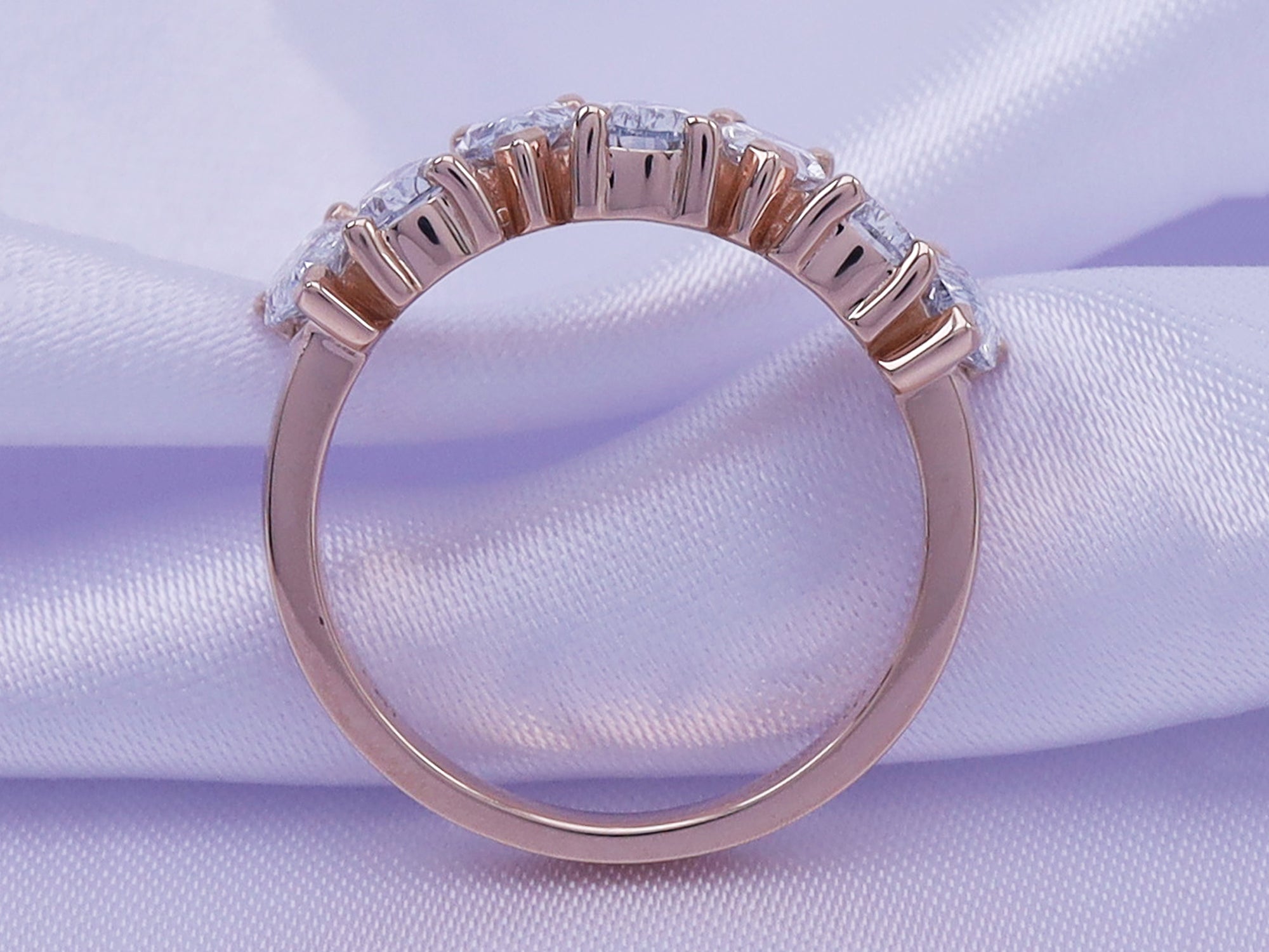 14K Solid Rose Gold Seven Stone Diamond Ring (2.25 Cttw) S647