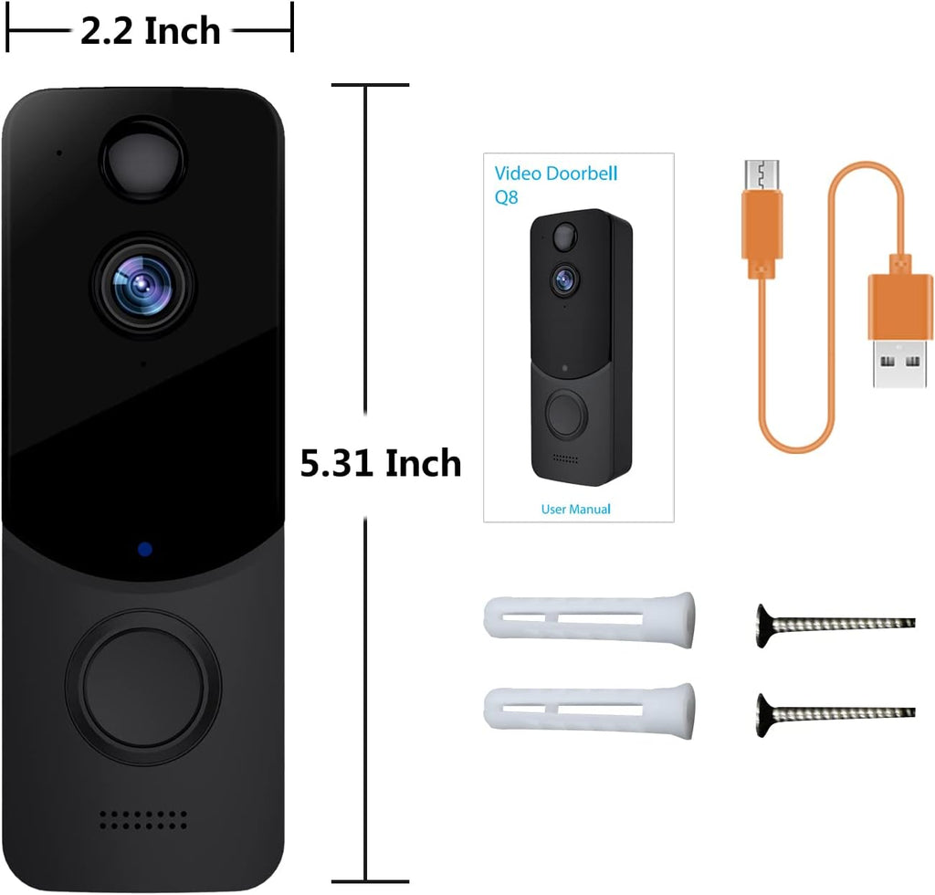 Wireless WiFi Video Doorbell Camera with 2-Way Audio, Night Vision, IP65 Waterproof L562