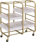 Gold & White-Washed Serving Cart F80842