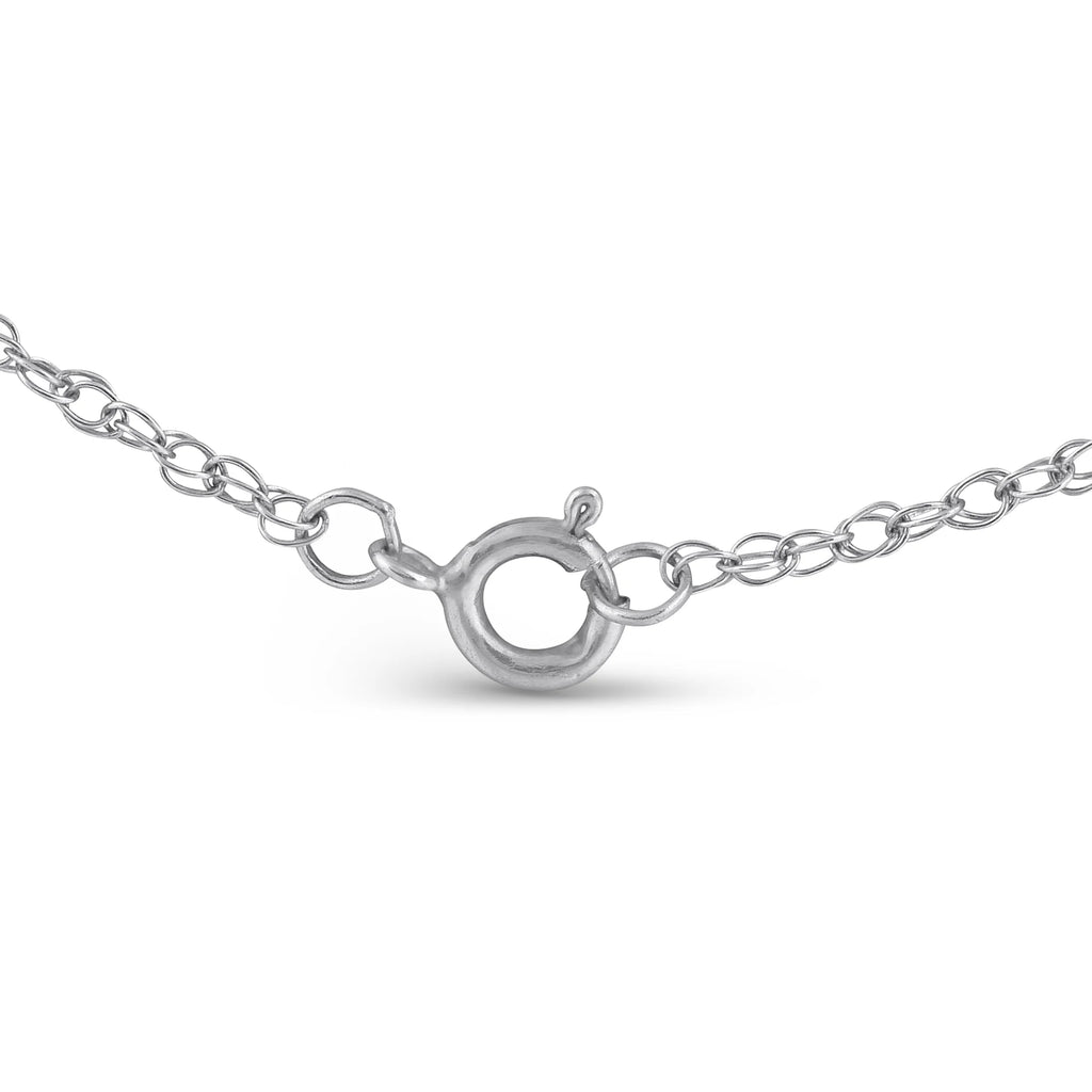14K White Gold Solitaire Diamond Pendant with 18" Chain A977