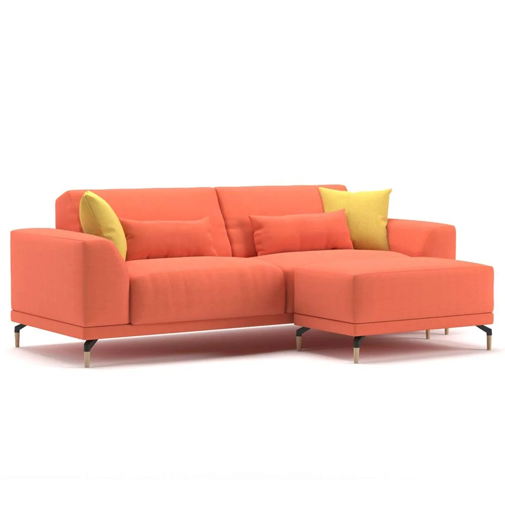 Modern Sofa with 4 Pillow Set and Pouf Ottoman V2986