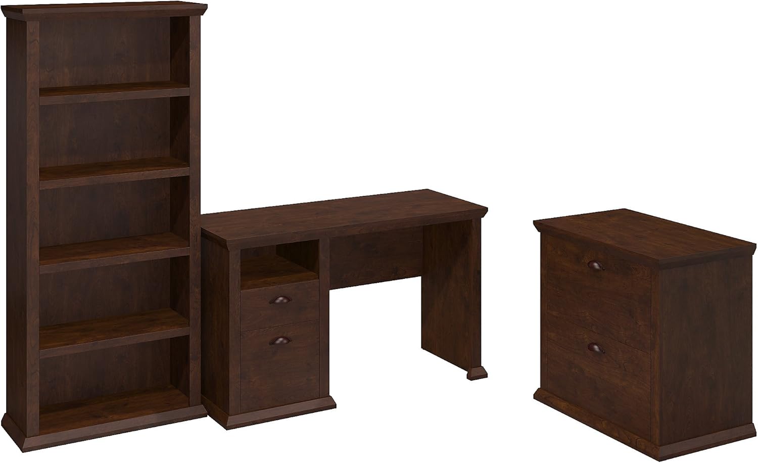 Antique Cherry Home Office Desk with Lateral File Cabinet K76437