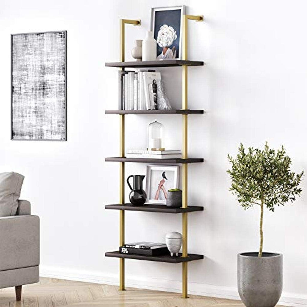 White 5-Shelf Bookcase with Metal Frame M232330