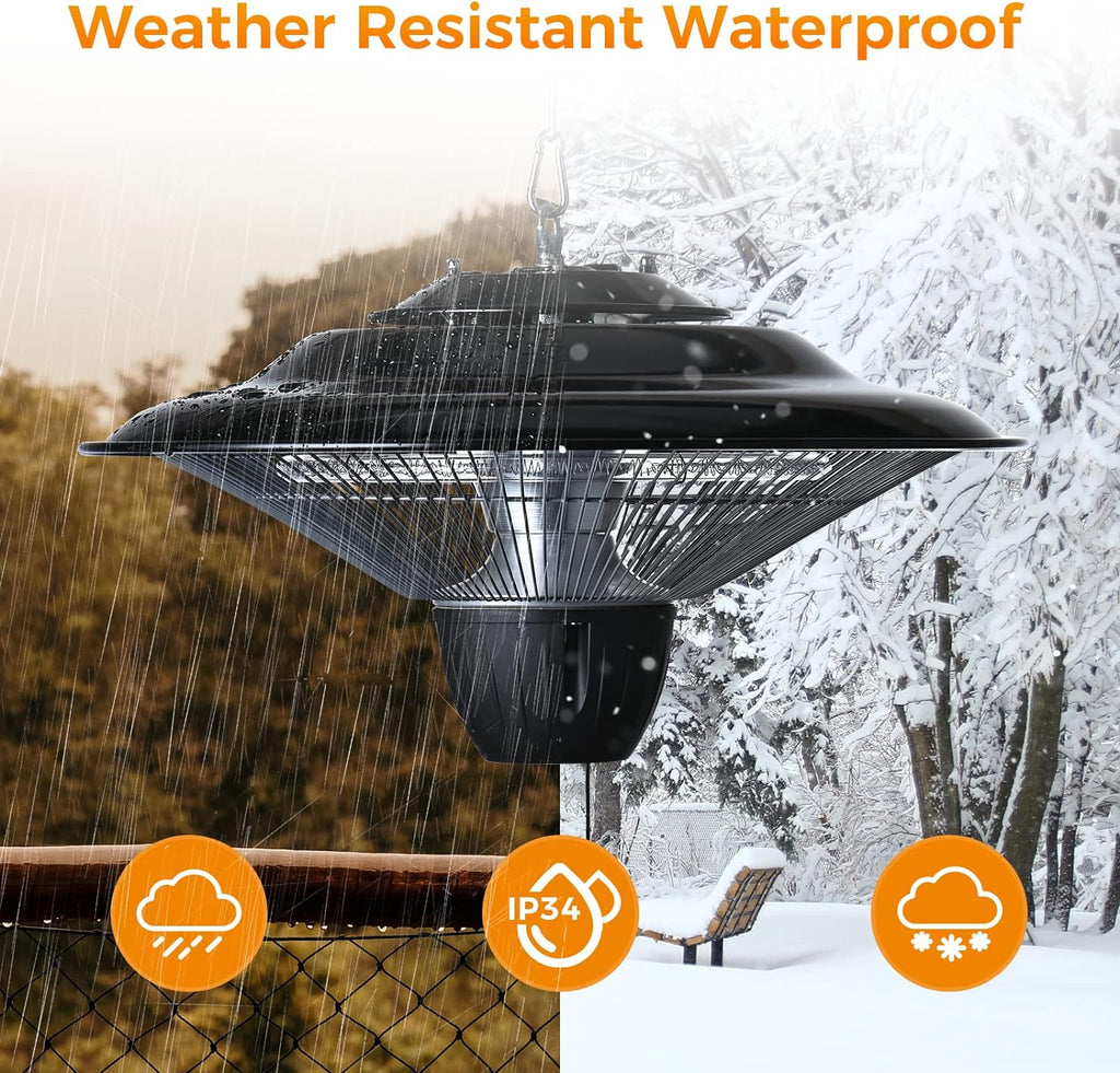 1500W Electric Hanging Patio Heater with Overheat & Tip-Over Protection, IP34 Waterproof E80753