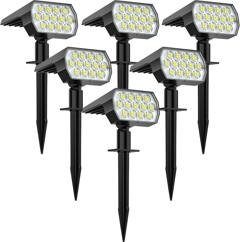 6 Pack 52 LED 3 Modes IP65 Waterproof Solar Spot Lights P578764