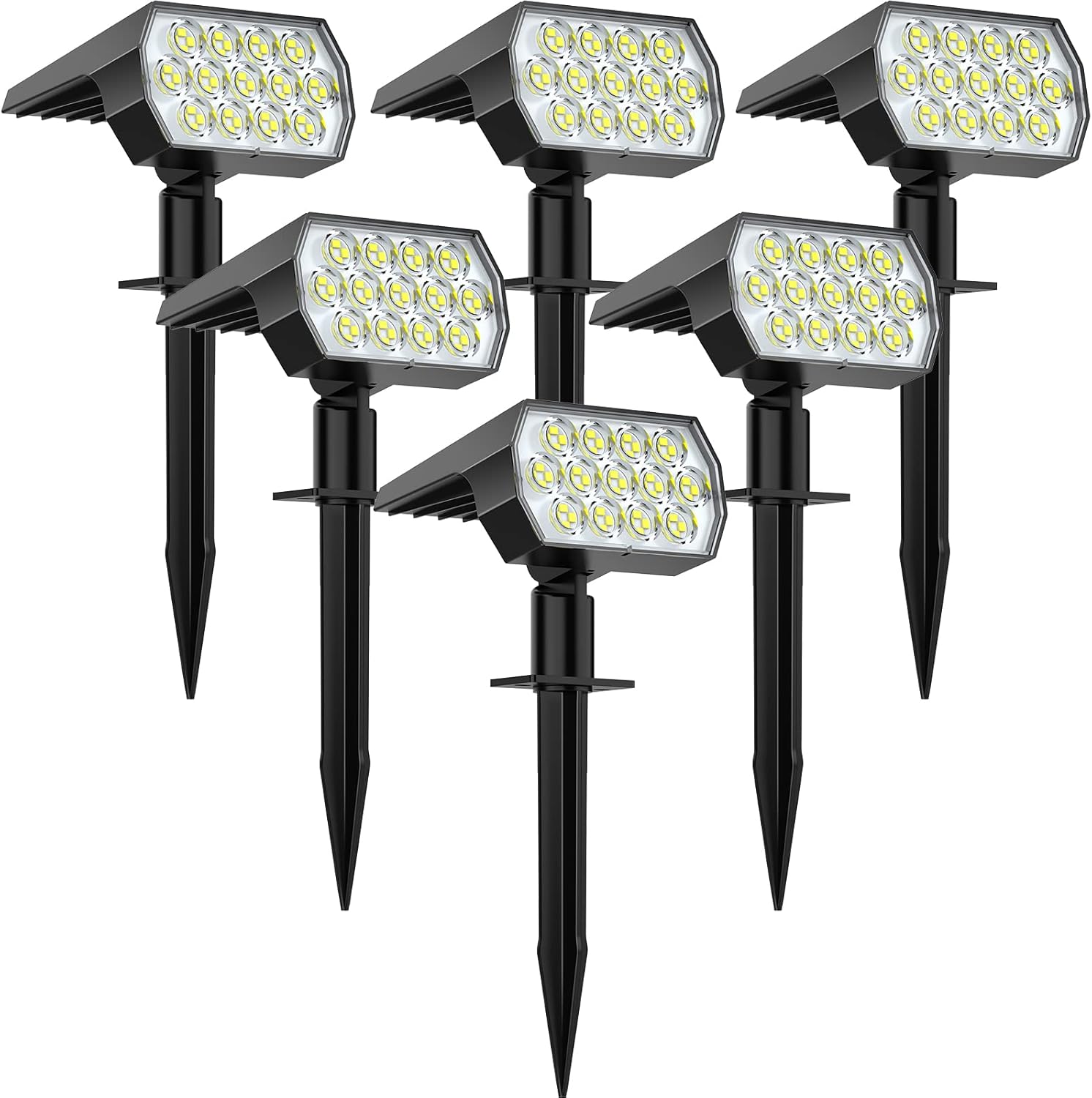 6 Pack 52 LED 3 Modes IP65 Waterproof Solar Spot Lights P578764