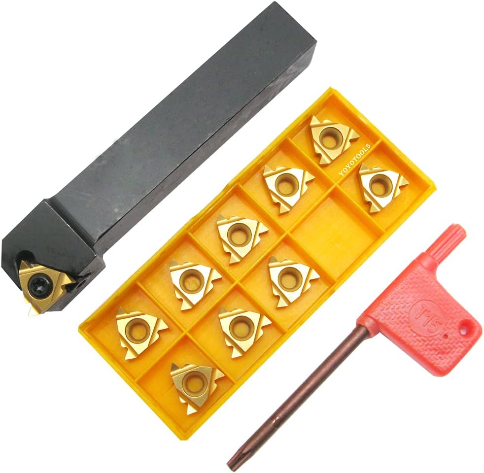 10PCS 16ER AG60 Indexable Carbide Threading Insert Blade with External Threading Turning Tool Holder A809