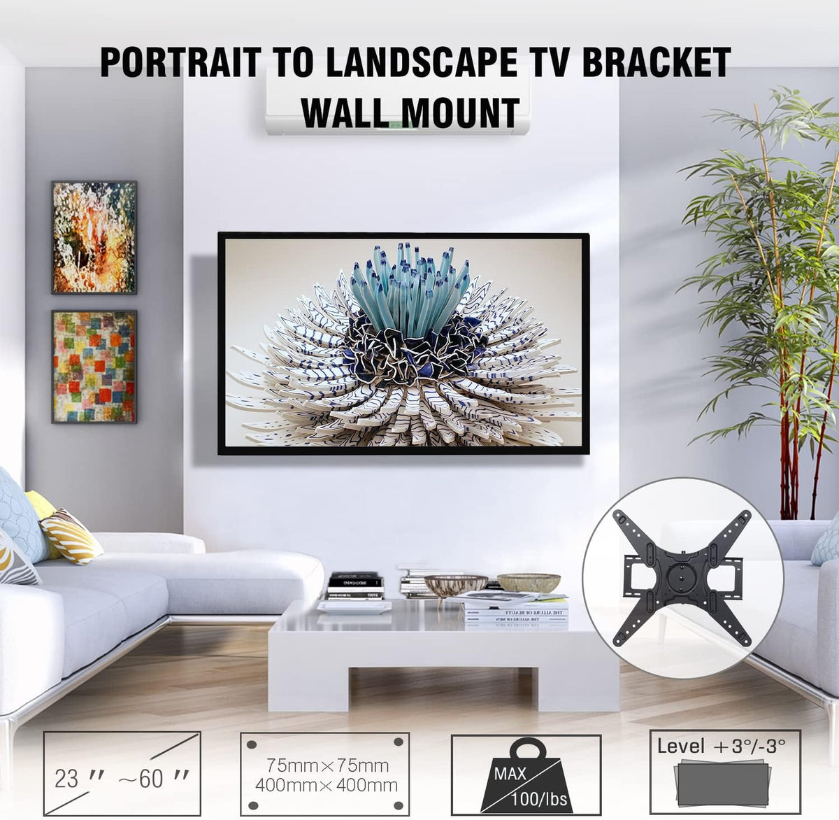 TV Wall Mount Bracket with 48" Extension Articulating Arms I446