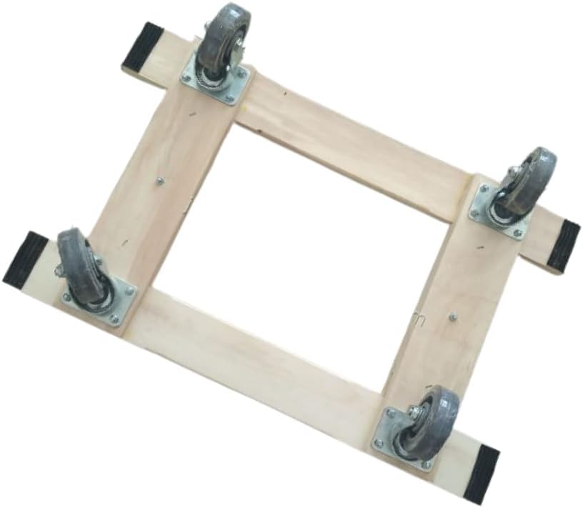 Heavy Duty American Oak Furniture Dolly 4 Wheels with Full Length Rubber Tread Dual Rail 18 X 30 with 4 Inch CASTERS T1052