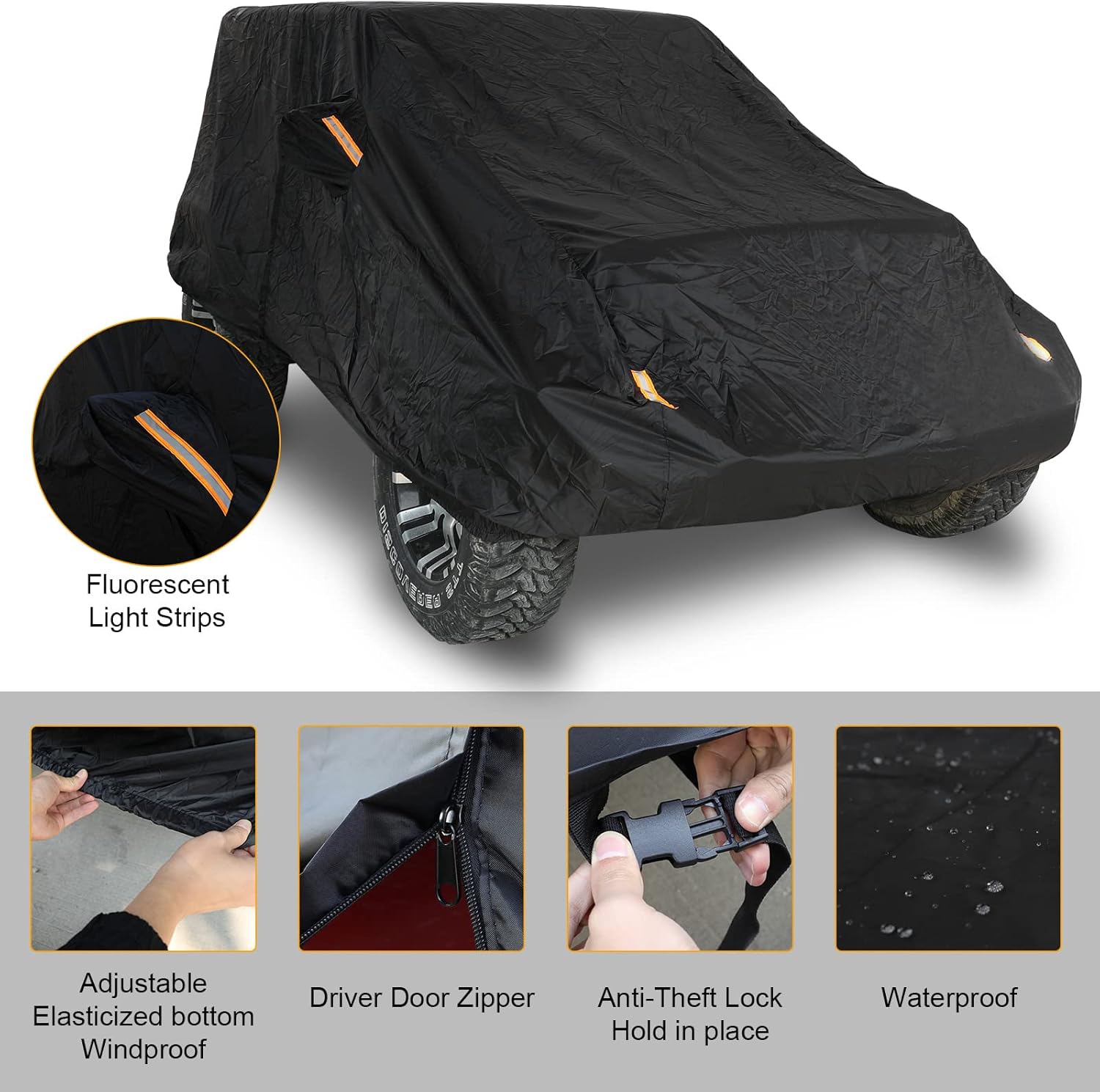 2 Door Full Car Cover with Driver Door Zipper X2319