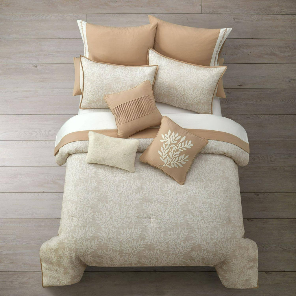 12 Piece Beige Queen Bedding Set H92048