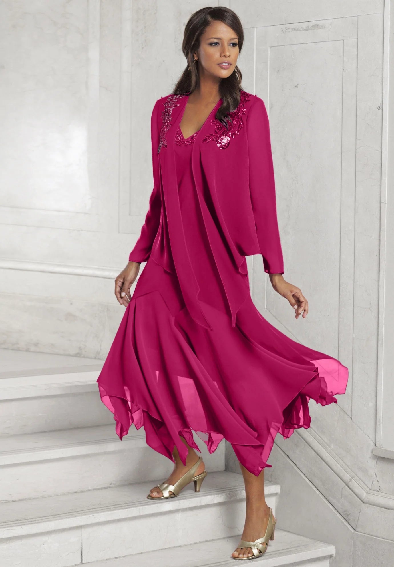 Sequin Jacket Dress Set R734899