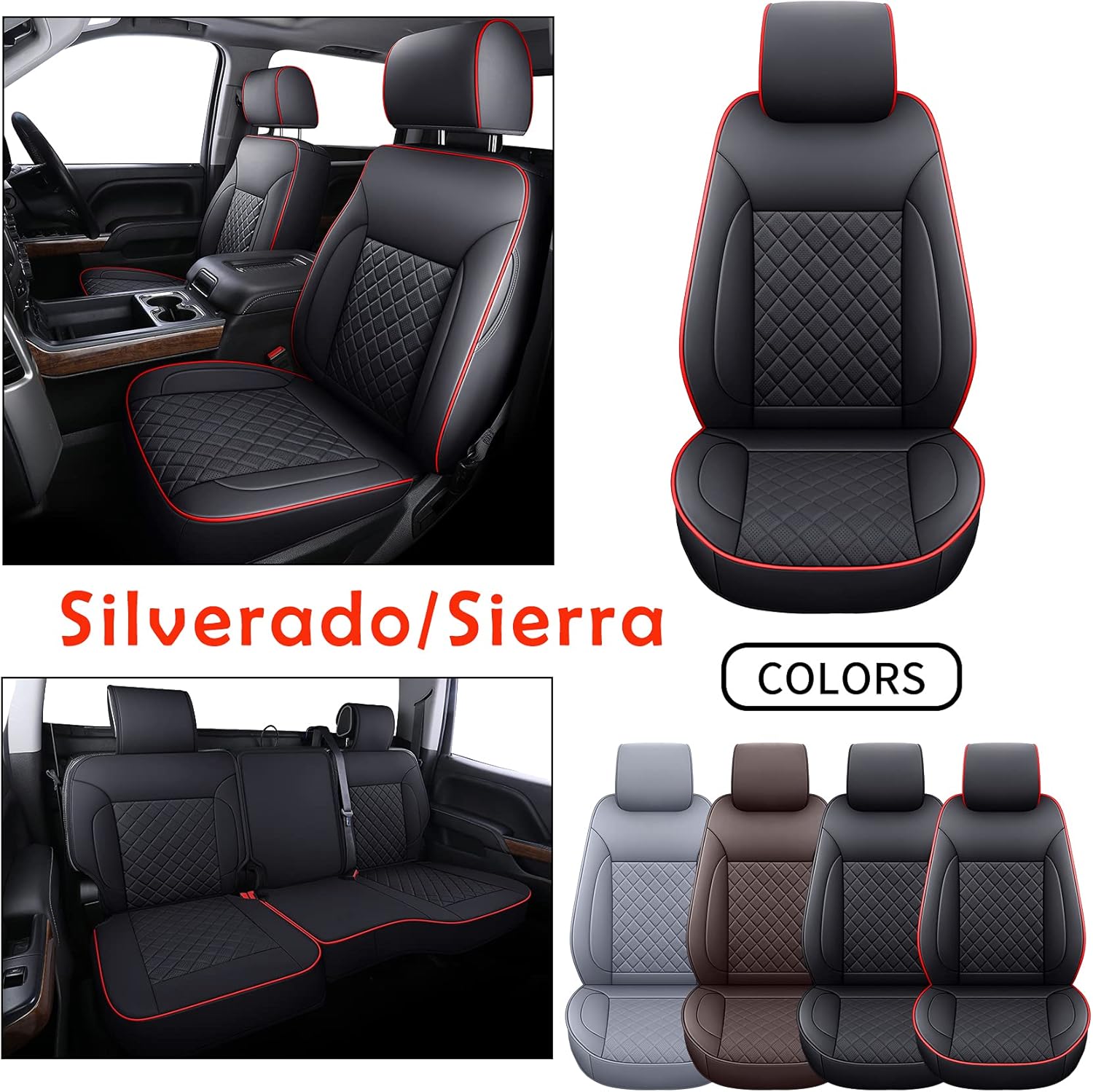 Gray Faux Leather Seat Covers Full Set C428