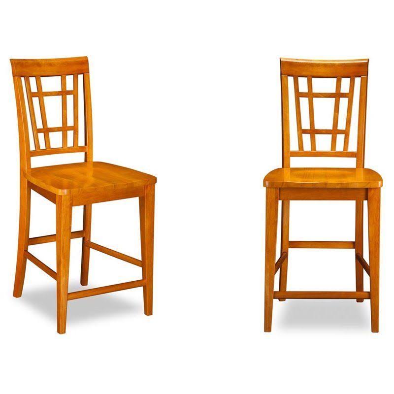 Caramel Latte Pub Chairs Set of 2 with Wood Seat N4594