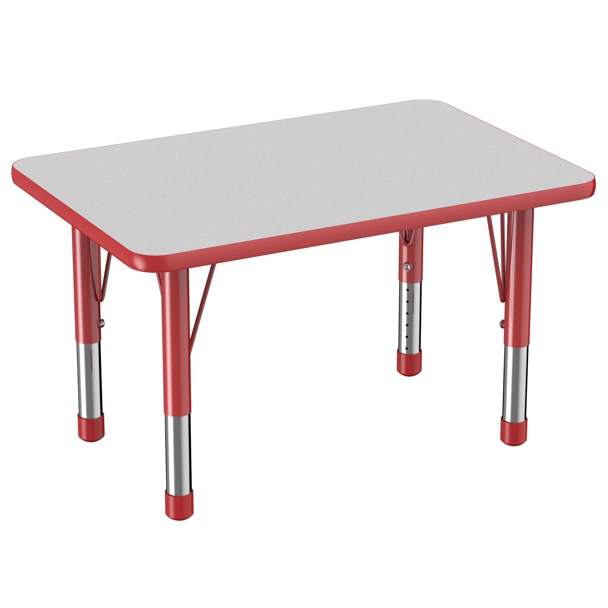 Rectangle T-Mold Adjustable Activity Table with Chunky Leg - Gray/Red H403