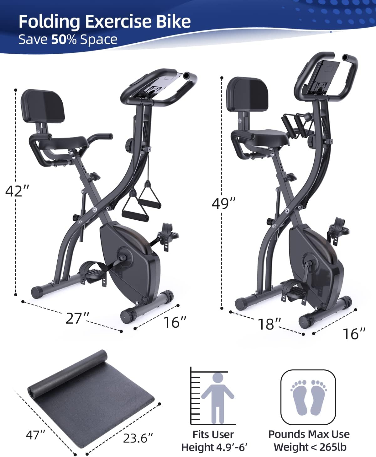 Folding Indoor Cycling Bike with 16 Level Magnetic Resistance O53954