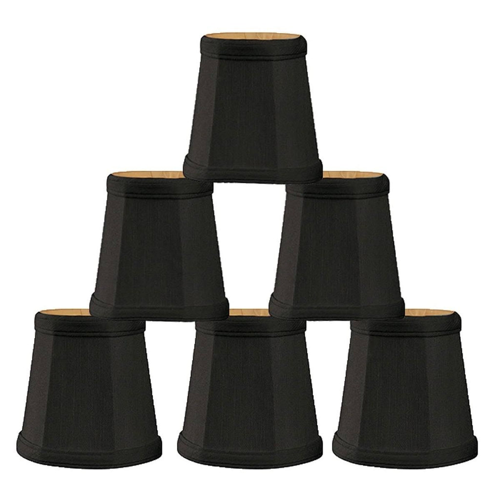 Silk Bell Candelabra Shade Set of 6 Black Gold Z499