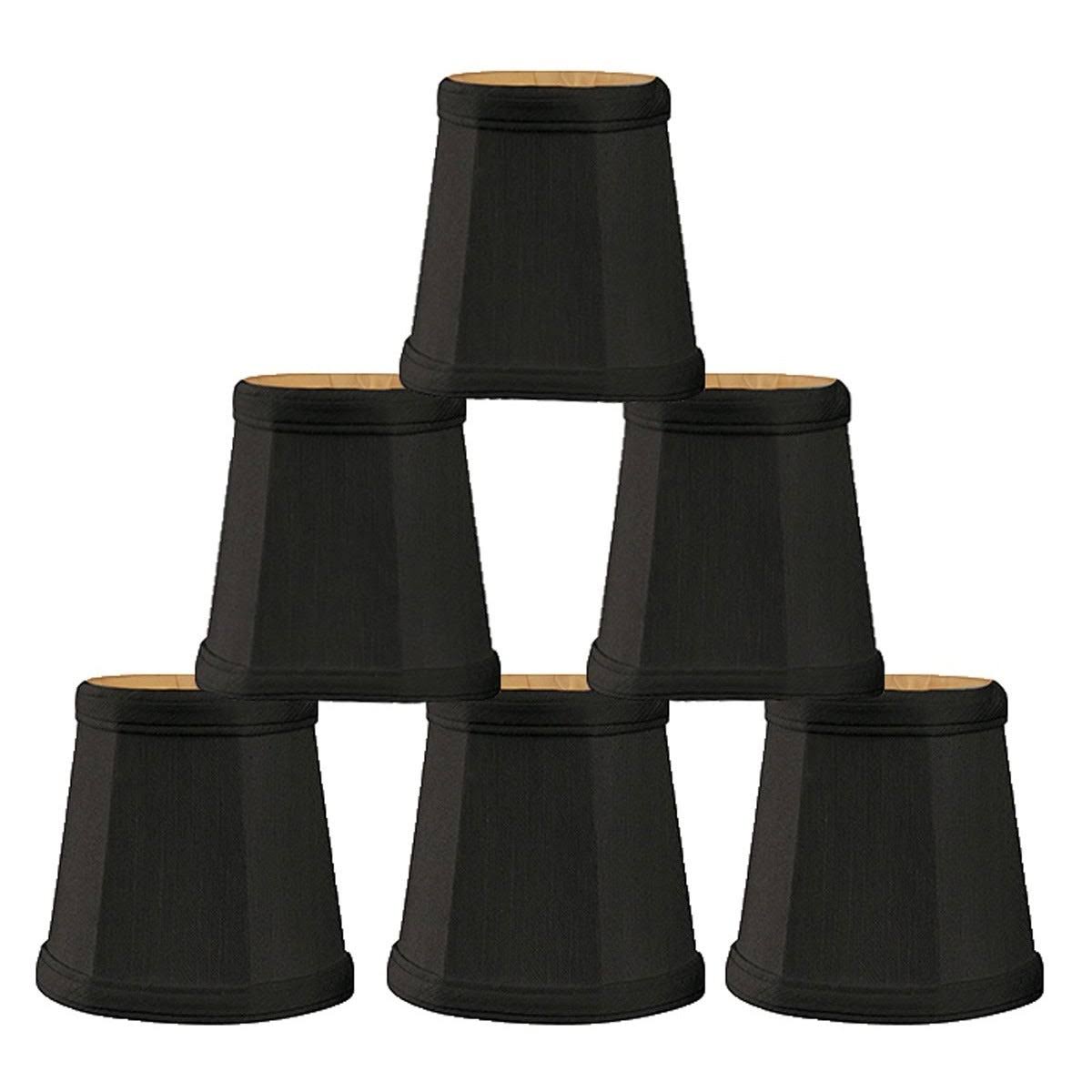 Silk Bell Candelabra Shade Set of 6 Black Gold Z499