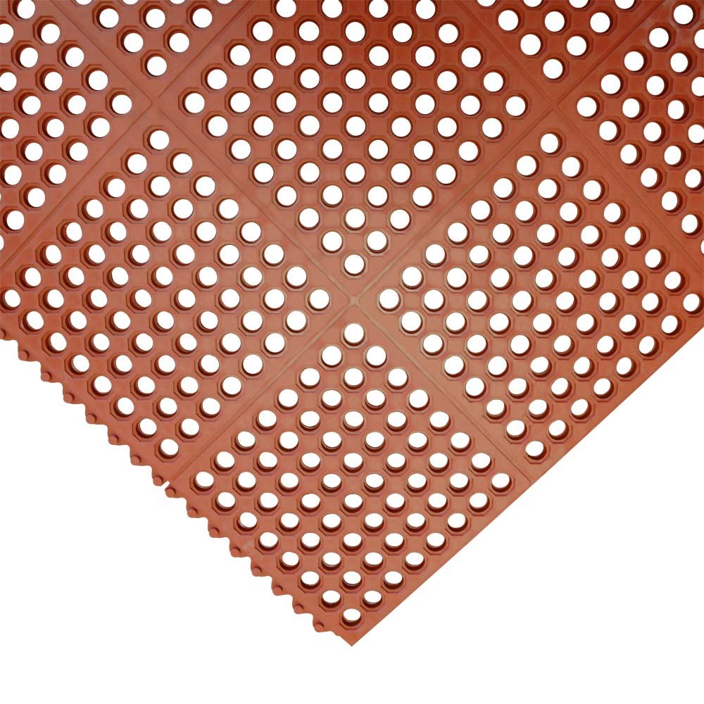 Red Anti-Fatigue Rubber Floor Matting, 5/8 x 36 x 36, Pack of 2 B176