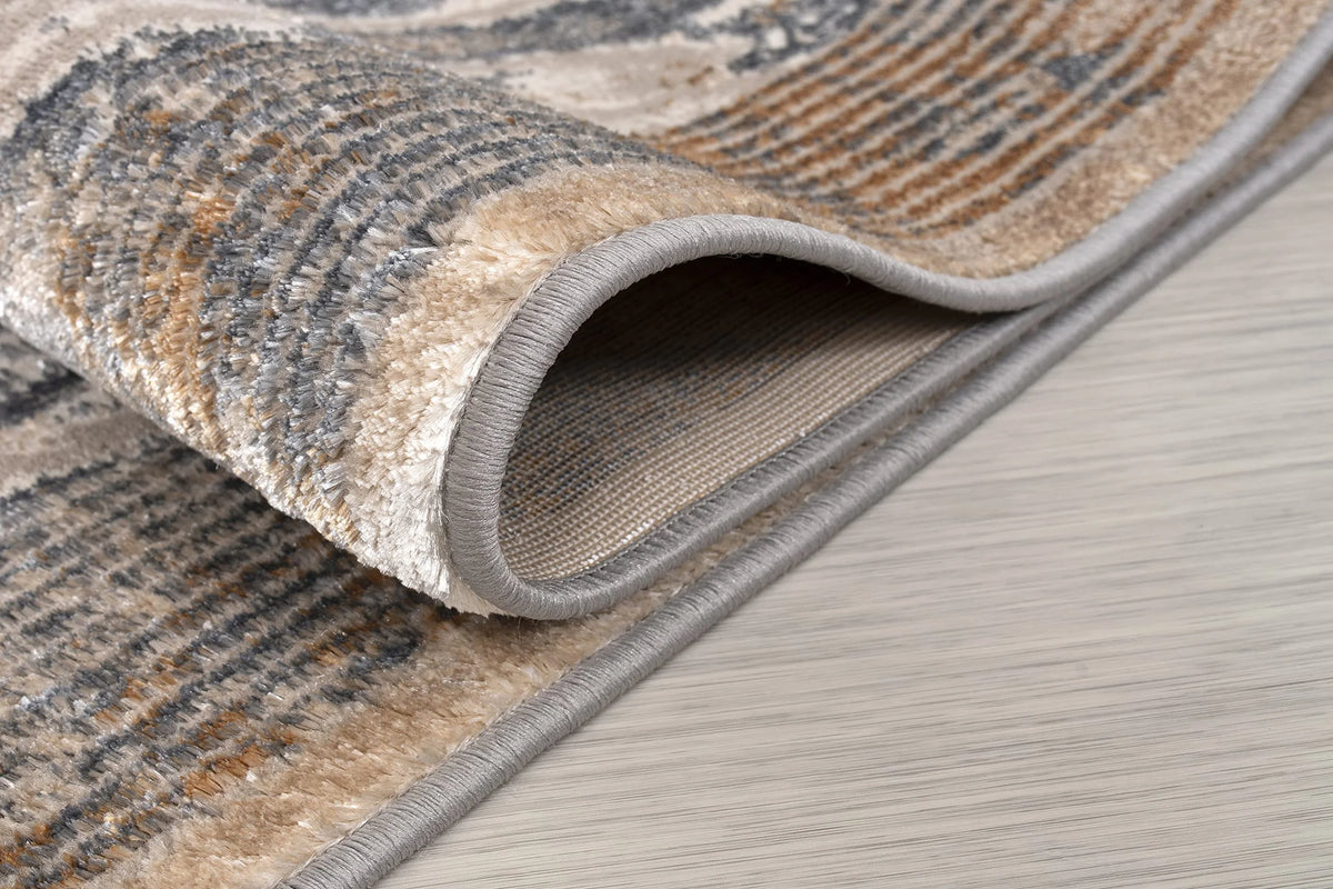 Silver Beige Grey Marble Pattern Area Rug 5x8 H441026