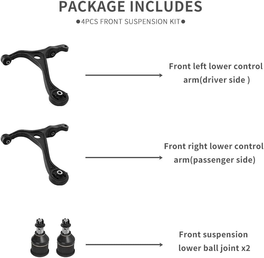 4 Piece Front Lower Control Arms Kit with Ball Joint Assembly E18328