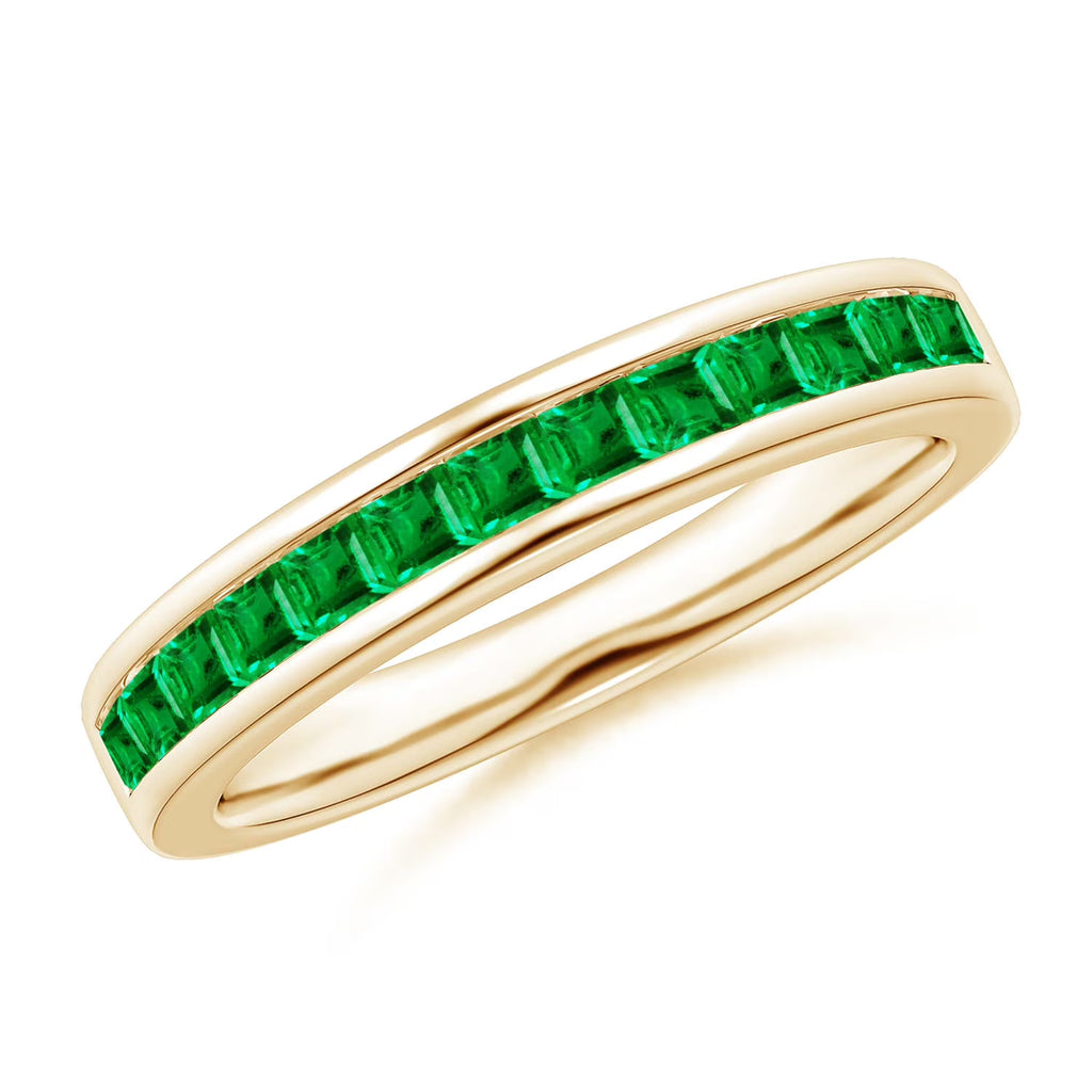 Natural Emerald Ring in 14K Yellow Gold, Size 6, 2mm I79506
