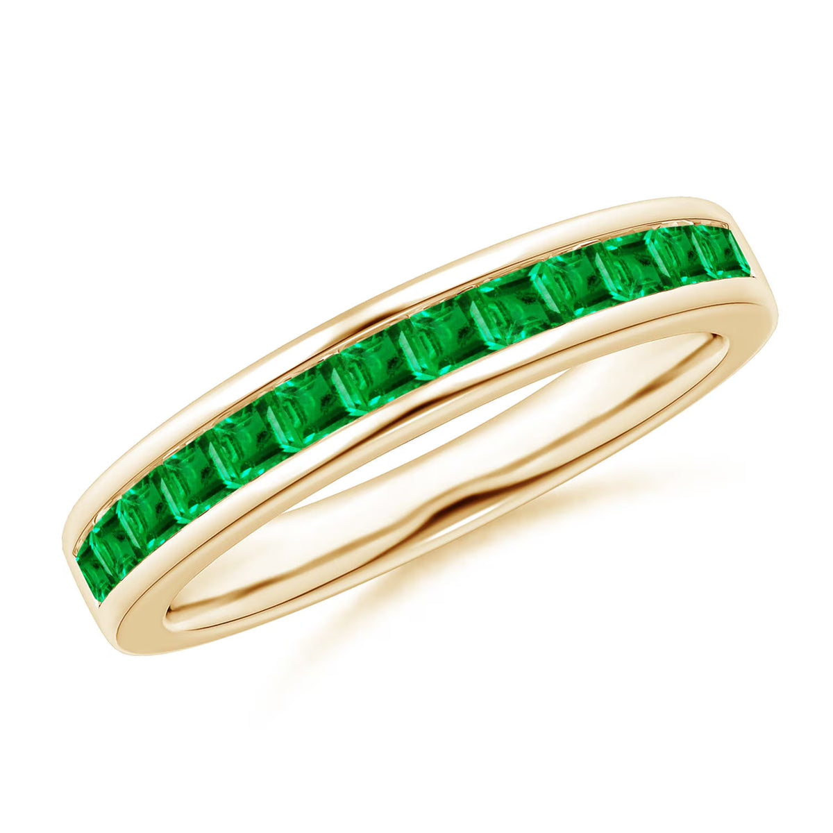 Natural Emerald Ring in 14K Yellow Gold, Size 6, 2mm I79506