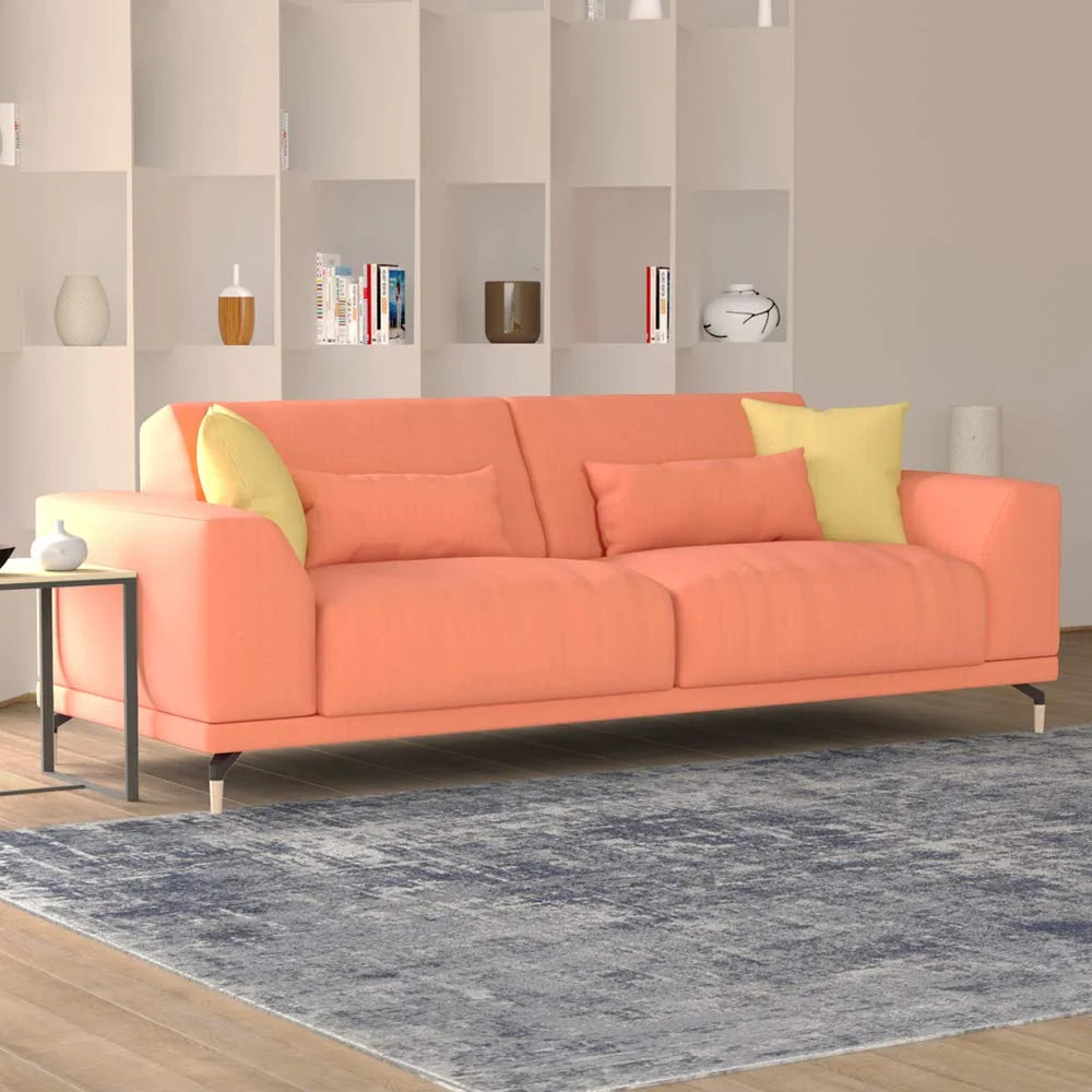 Modern Sofa with 4 Pillow Set and Pouf Ottoman V2986