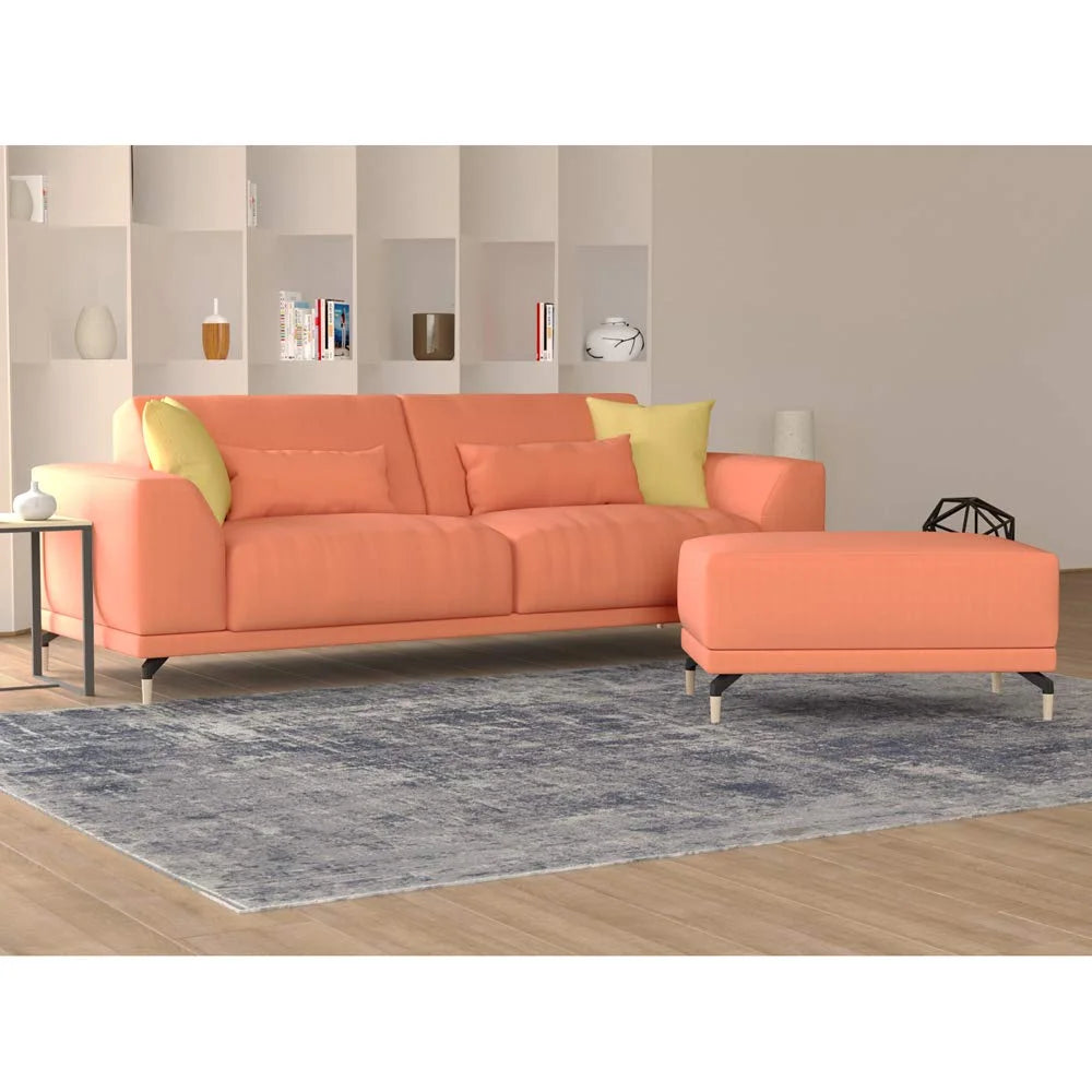 Modern Sofa with 4 Pillow Set and Pouf Ottoman V2986