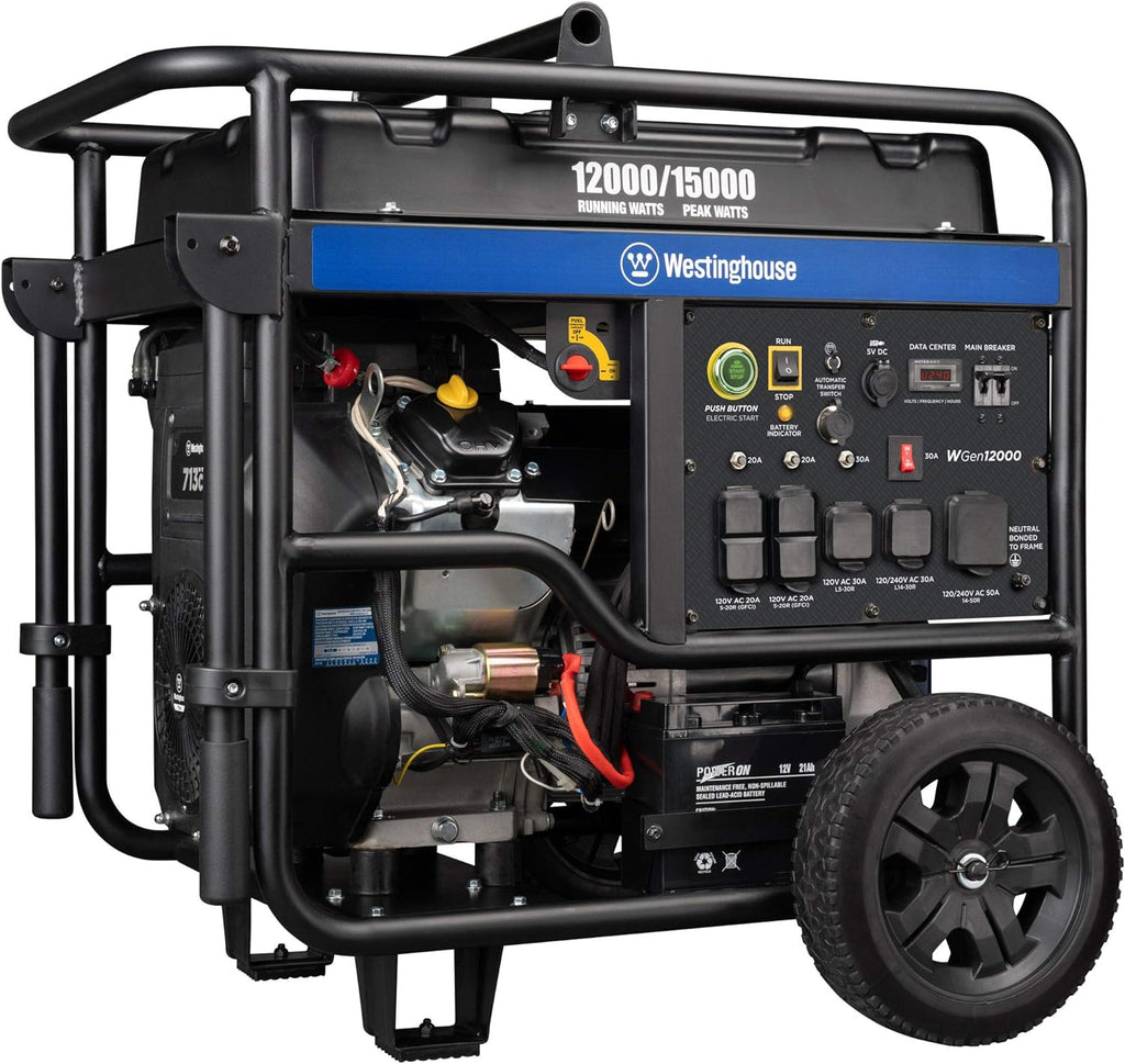 Dual Fuel Portable Generator 9500 Rated Watts 12500 Peak Watts Electric Start E836