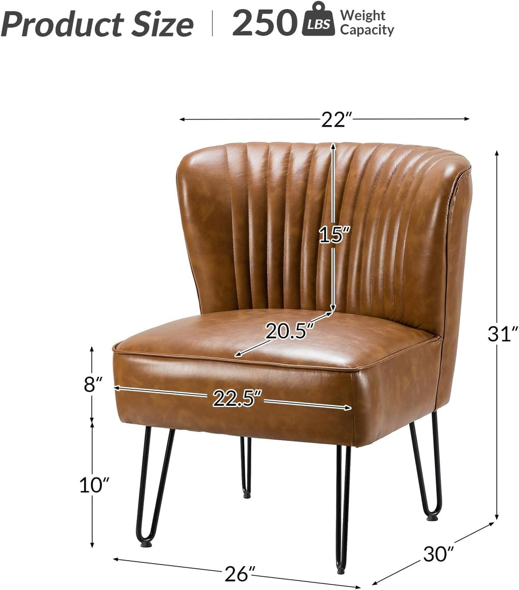 Faux Leather Accent Chairs Set Of 2 With Metal Base U136