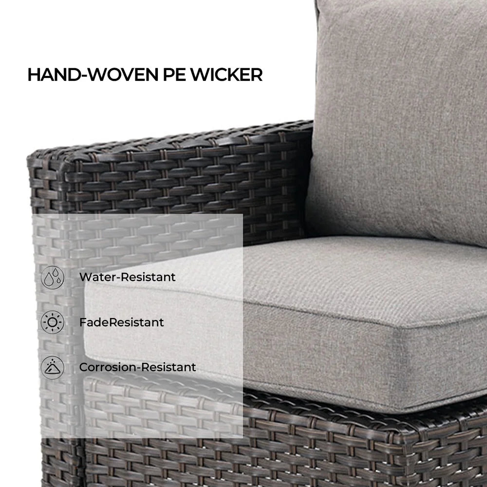 Gray Wicker Right Arm Sofa D7061