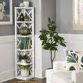 White 5-Shelf Corner Bookcase W101