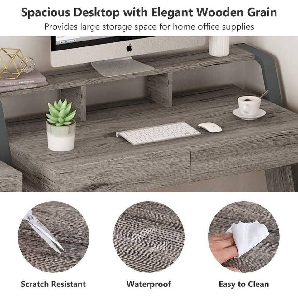 47'' Computer Desk with 2 Storage Drawers and Monitor Stand A7429
