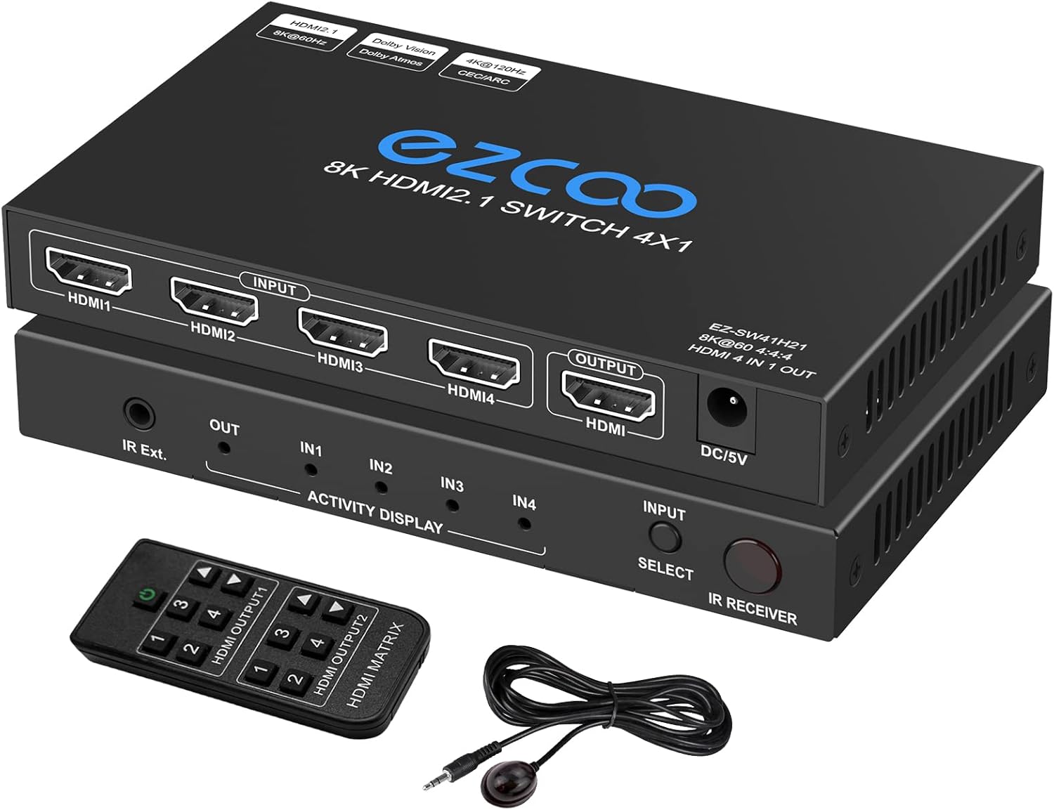 HDMI Matrix 4x2 4K 60Hz HDR 10 EDID Switch E10654